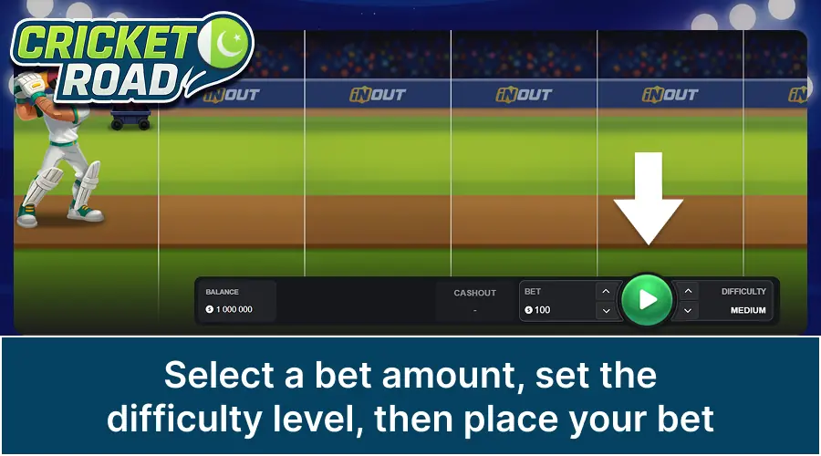 Adjust bets and start Cricket Road game